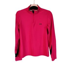 Under Armour Womens Pink Long Sleeve 1/4 Zip Pullover Athletic Top